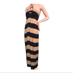 En Focus Studio Striped Halter Top Maxi Dress